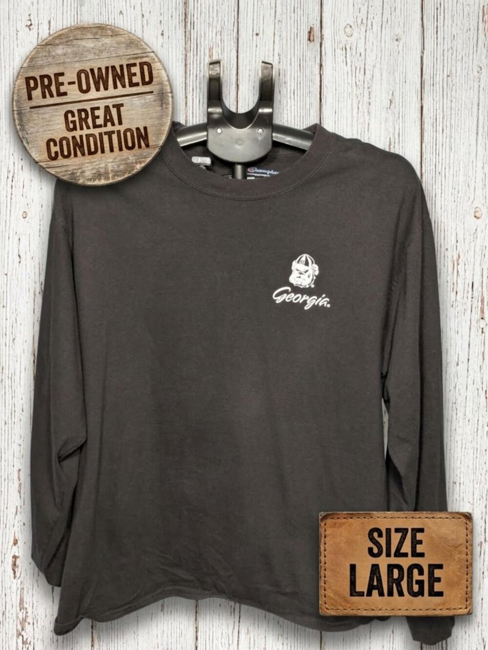 Champion Georgia Bulldogs Black Long Sleeve Shirt Size Large